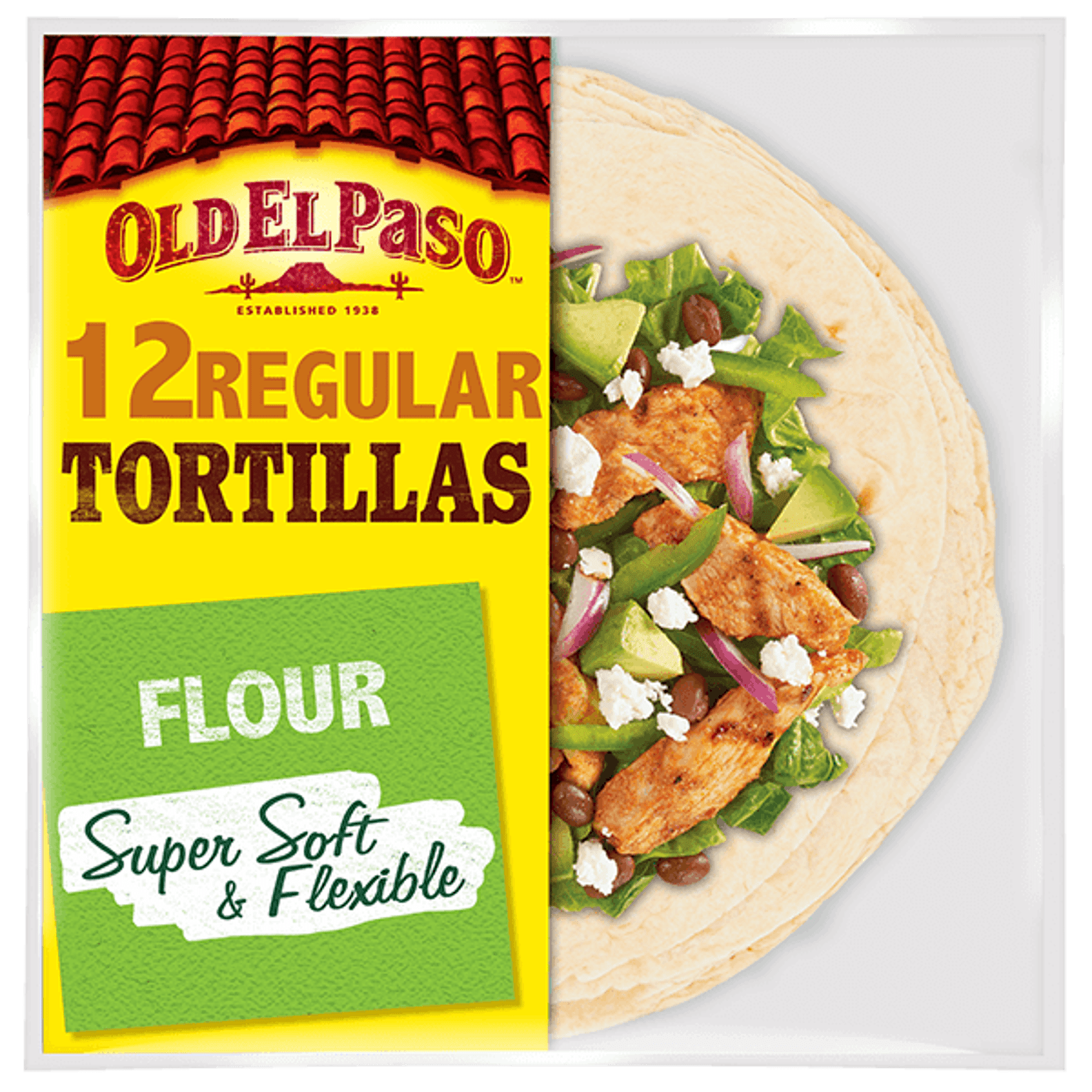 pack of Old El Paso's 12 regular tortillas (489g)